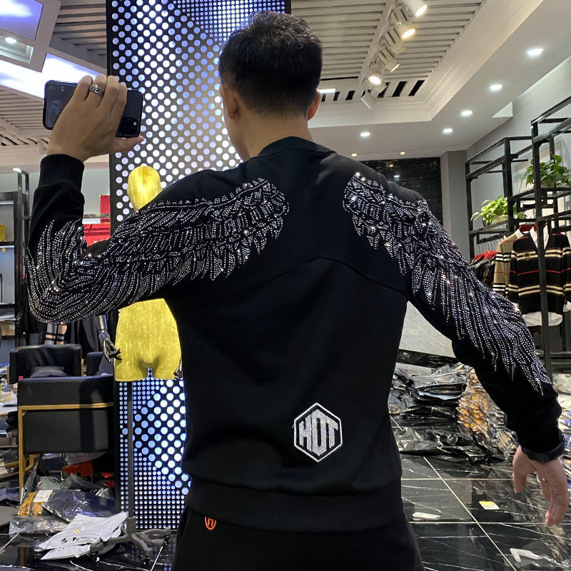 2021 New Spring Strass Wings Crewneck Jersey Masculine Top Black Manner Korean Long T-shirt White Men's Vm2s, Midweight
2021 New Spring Strass Wings Crewneck Jersey Masculine Top Black Manner Korean Long T-shirt White Men's Vm2s, Midweight