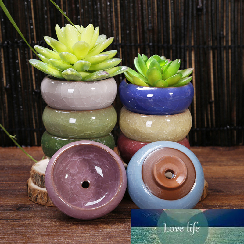 Cute Mini Ice-Crack Glaze Flower Ceramic Succulent Flower Plant Pot Succulent Planter Flowerpot Office Home Desktop Decoration Factory price expert de