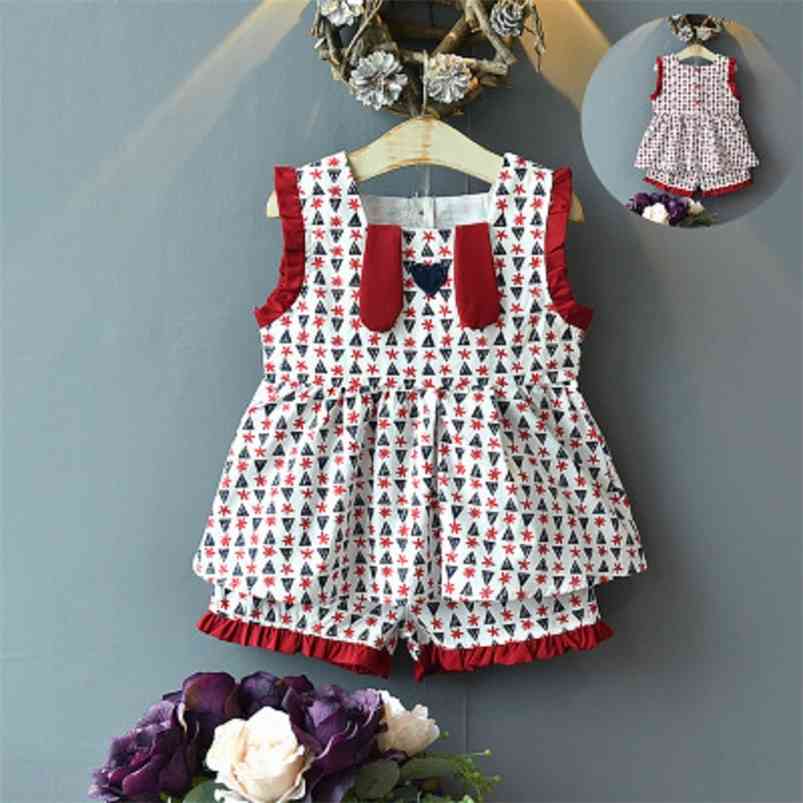 Arrivals Summer Children Sets Sleeveless Print Triangle Dresses Patchwork Shorts Cute 2Pcs Girls Clothes 2-7T 210629, Red
Arrivals Summer Children Sets Sleeveless Print Triangle Dresses Patchwork Shorts Cute 2Pcs Girls Clothes 2-7T 210629, Red