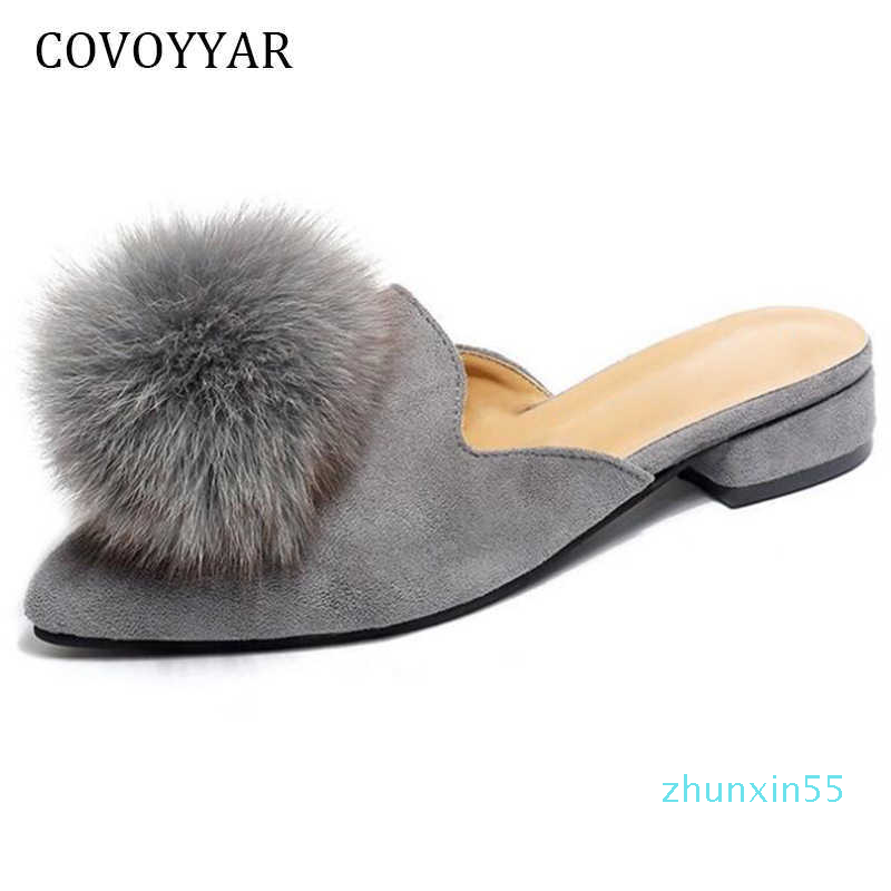 Covoyyar Cute Furry Ball Women Slippers Mules 2021 Fashion Slingback Pointed Toe Women Slides Low Heel Women Sandals, Gray
Covoyyar Cute Furry Ball Women Slippers Mules 2021 Fashion Slingback Pointed Toe Women Slides Low Heel Women Sandals, Gray