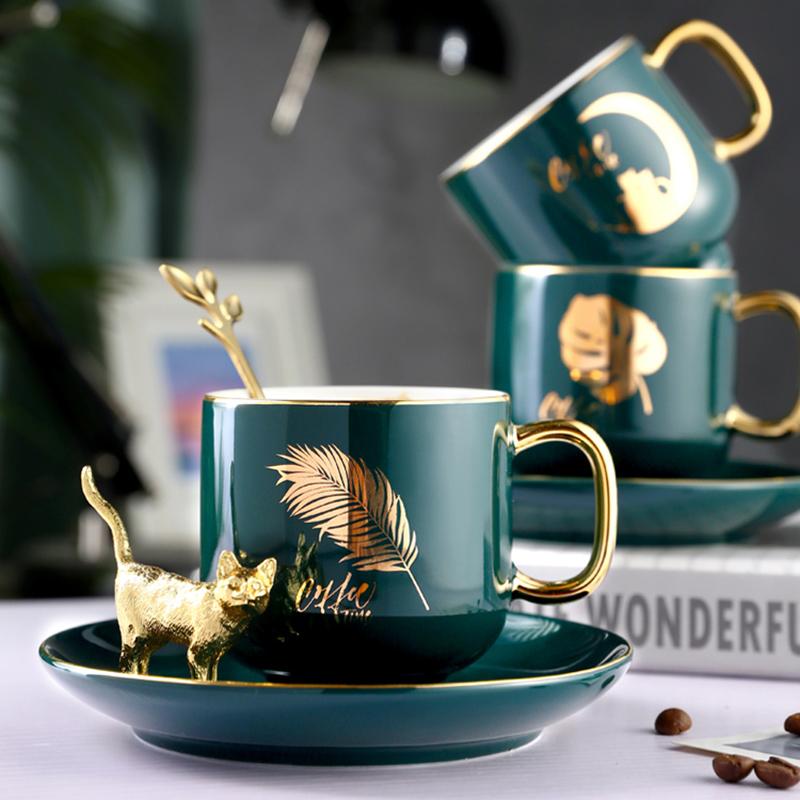 Cups & Saucers Luxury Breakfast Coffee Porcelain Cup And Saucer Office Travel Nordic Mug With Spoon Tazzine Caffe Set
Cups & Saucers Luxury Breakfast Coffee Porcelain Cup And Saucer Office Travel Nordic Mug With Spoon Tazzine Caffe Set