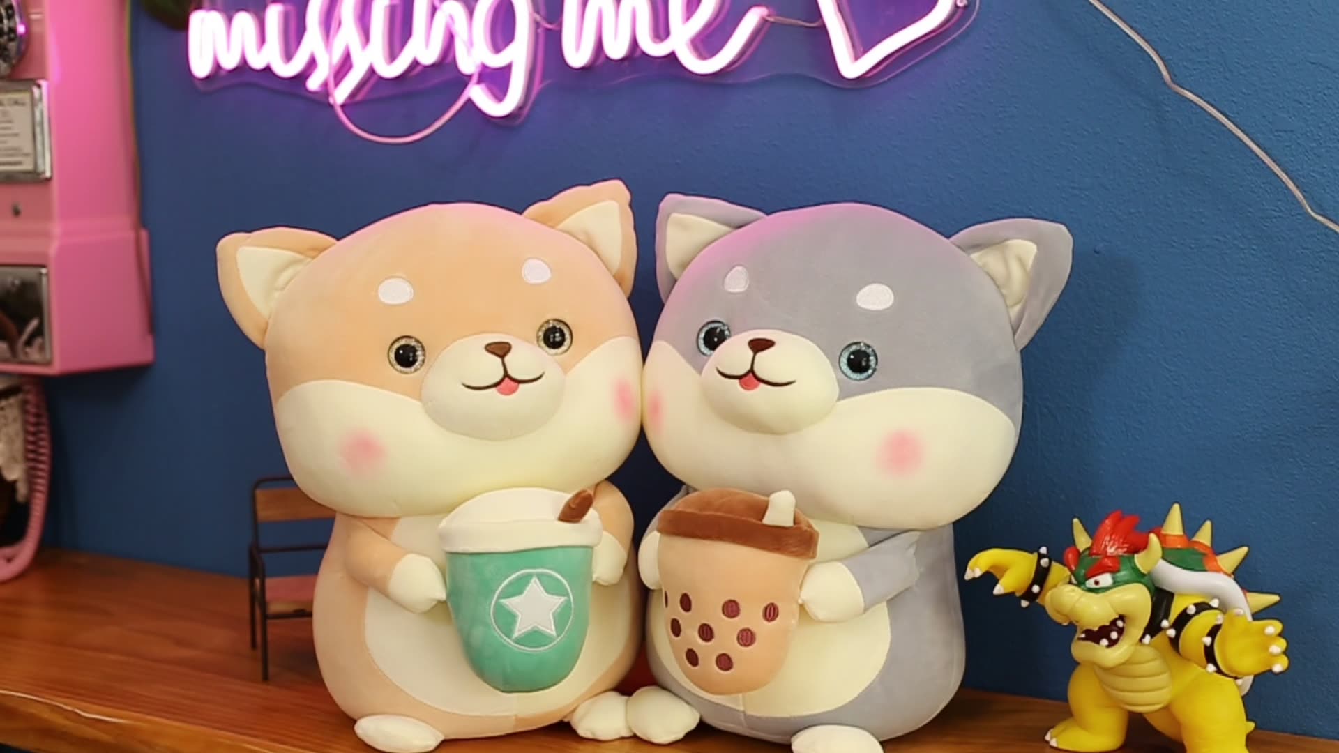 New akita dog plush toy doll wholesale cute large Shiba inu sleeping pillow tea cup doll Milk cups muppet gifts