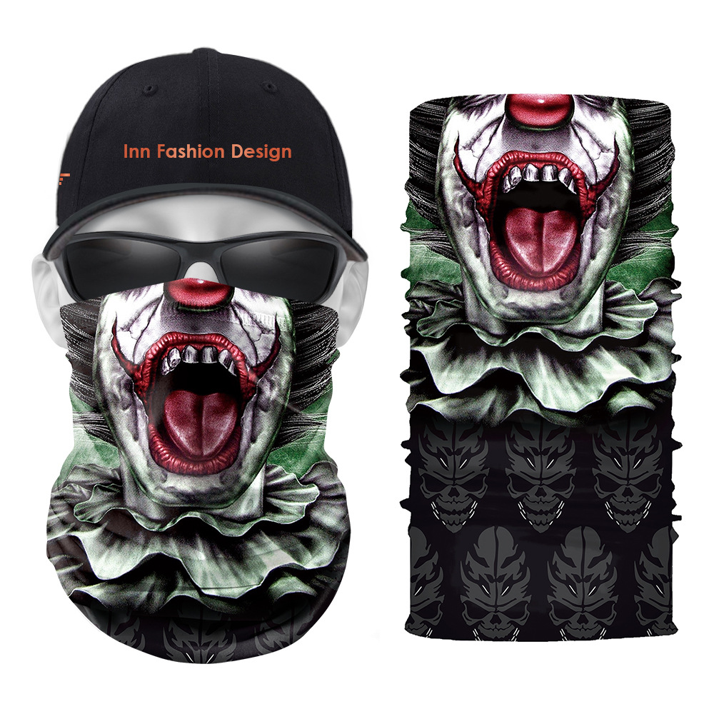 Clown Pattern Printed Magic Scarf 5 Pieces Per Package High Quality Comfortable Fashion Riding Sunscreen Seamless Wweat Absorption High Elasticity