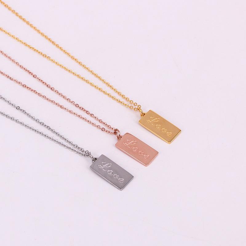 Pendant Necklaces Stainless Steel Love Letter Pendants Necklace Romantic Geometric Square Clavicle Elegant Women Wedding Jewelry
Pendant Necklaces Stainless Steel Love Letter Pendants Necklace Romantic Geometric Square Clavicle Elegant Women Wedding Jewelry