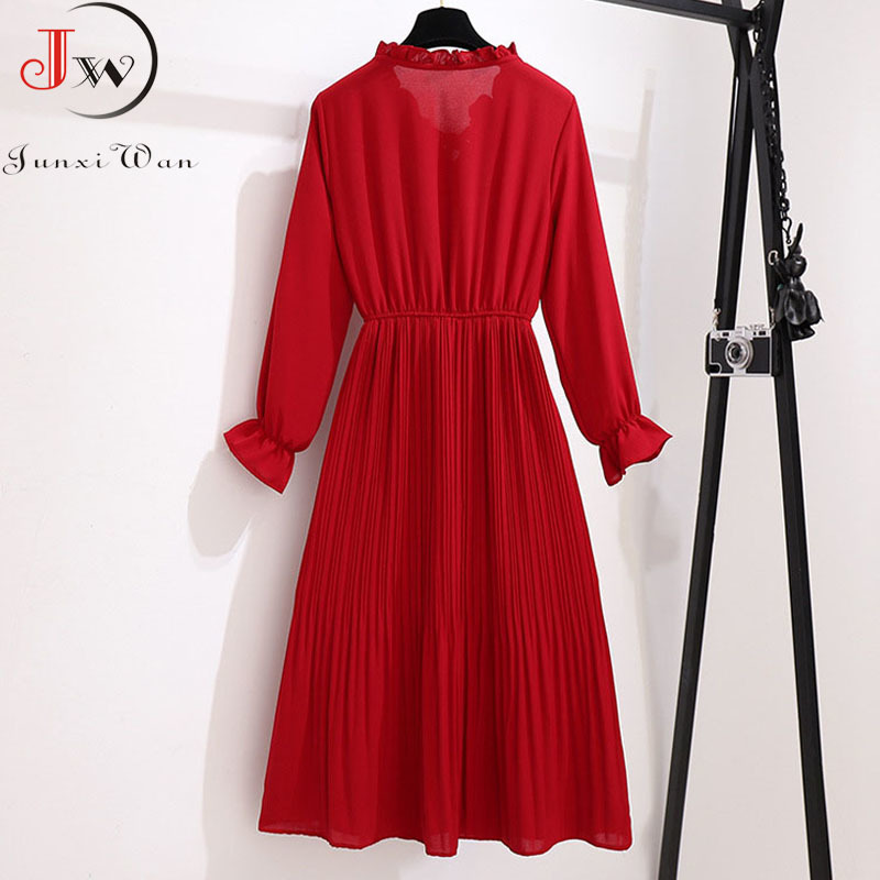 Solid Color Long Women Dress Vintage Elegant Bow Collar Shirt Dress Ladies Long Sleeve Autumn Winter Casual Dresses 210309