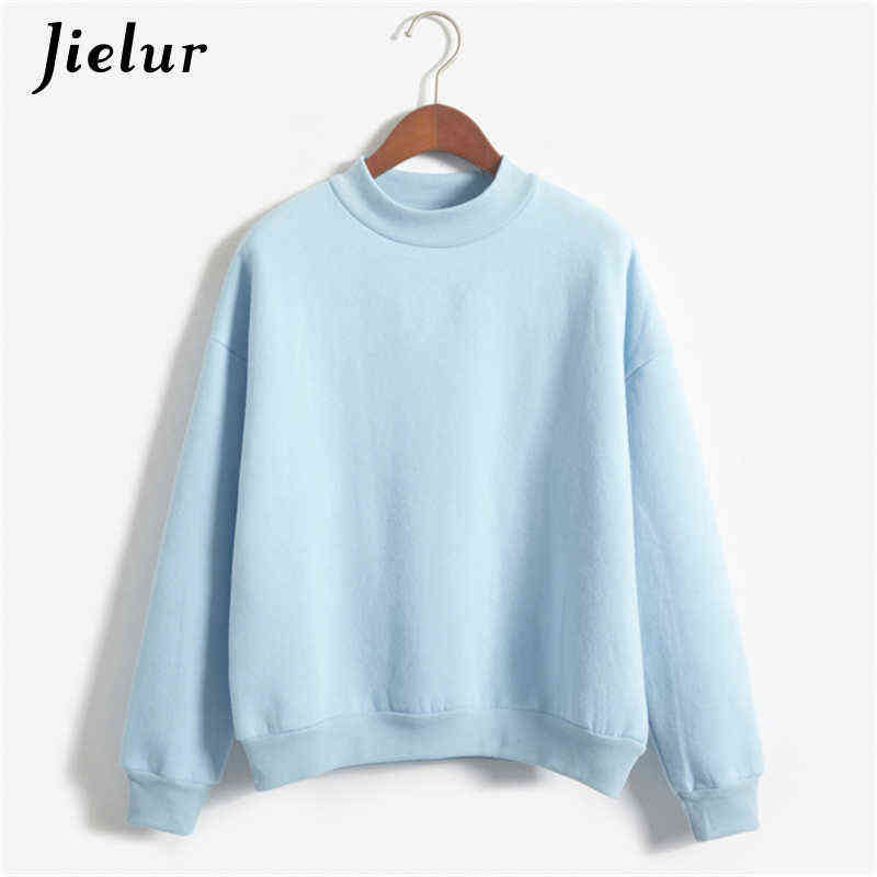 Jielur 9 Solid Colors Harajuku Pink Hoodie Women Fleece Chic Japanese Kpop Sweatshirt Blue Kawaii Sudadera Mujer M-XXL 211109