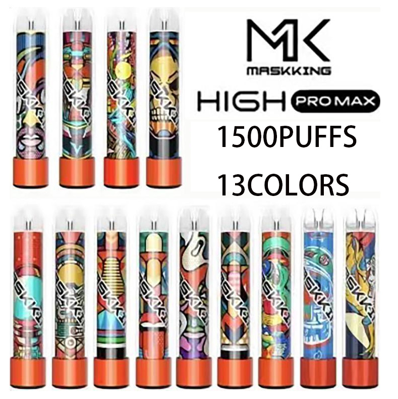 MK Maskking High Pro Max Disposable E cigarettes 1500Puffs Vape Pen 4.5ml Cartridge Pods 850mAh Battery Dab Pens Starter Kit
MK Maskking High Pro Max Disposable E cigarettes 1500Puffs Vape Pen 4.5ml Cartridge Pods 850mAh Battery Dab Pens Starter Kit