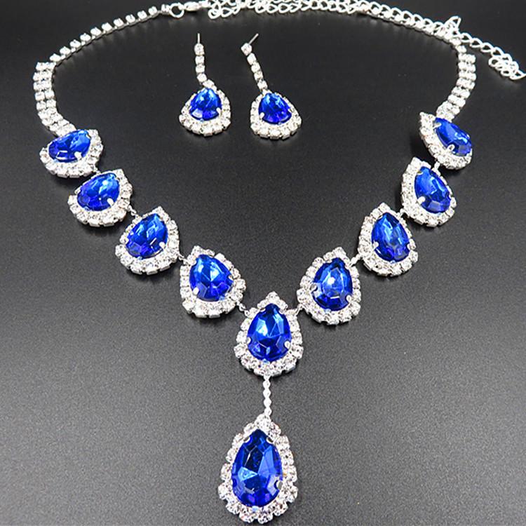 Earrings & Necklace Luxury Elegant Blue Green Crystal Bridal Jewelry Sets Silver Color Alloy Rhinestone Teardrop Earring For Women
Earrings & Necklace Luxury Elegant Blue Green Crystal Bridal Jewelry Sets Silver Color Alloy Rhinestone Teardrop Earring For Women