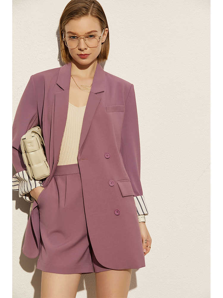 Minimalism Spring Summer Suit Set For Women Offical Lady Solid Patchwork Coat Causal 's Shorts 12170071 210527