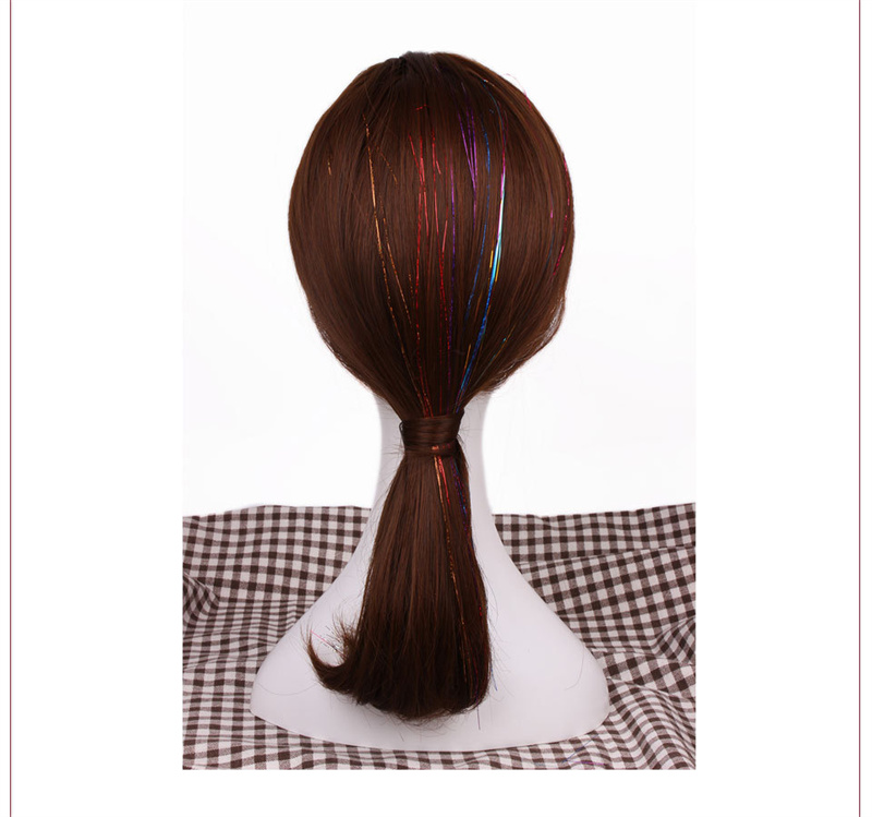 Luxury Designer Sparkle Hair Tinsel Rainbow Colored Strands Girl Headwear for woman Laser False Hairs Extension Bling Decoration Glitter Strips Party 