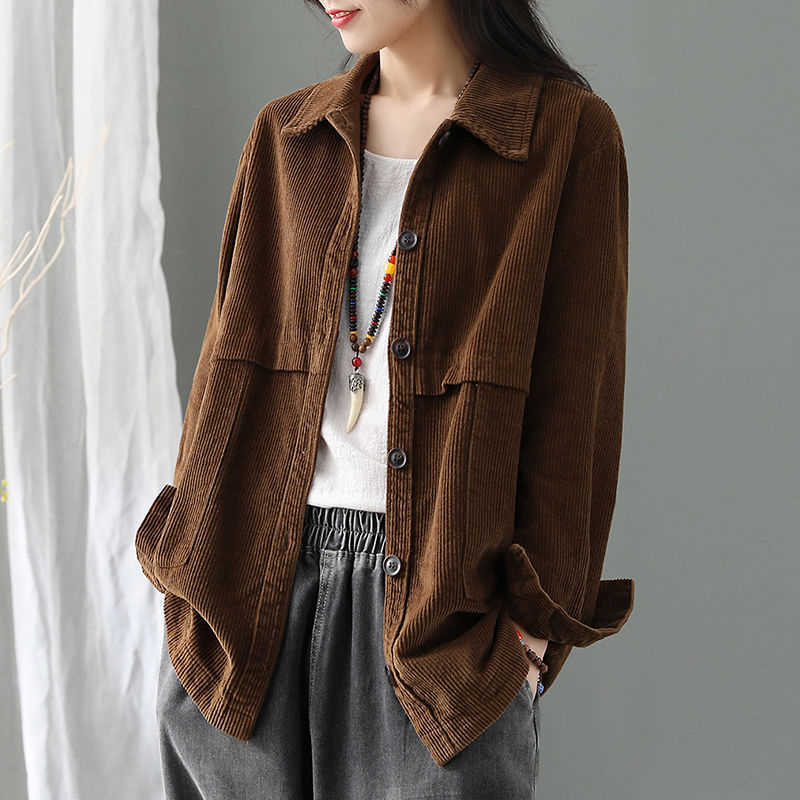 Autumn Korea Fashion Women Long Sleeve Corduroy Coats Loose Casual Turn-down Collar Retro cardigan Jackets D408 210608, Green
Autumn Korea Fashion Women Long Sleeve Corduroy Coats Loose Casual Turn-down Collar Retro cardigan Jackets D408 210608, Green