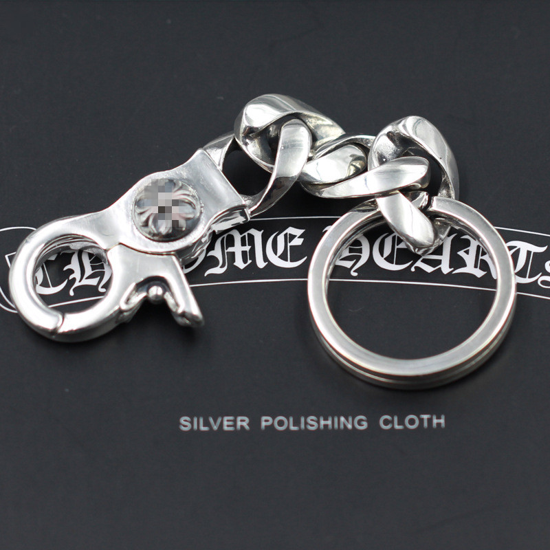 New 925 sterling silver handmade crosses key rings key chain American European antique silver fashion accessories punk gothic style