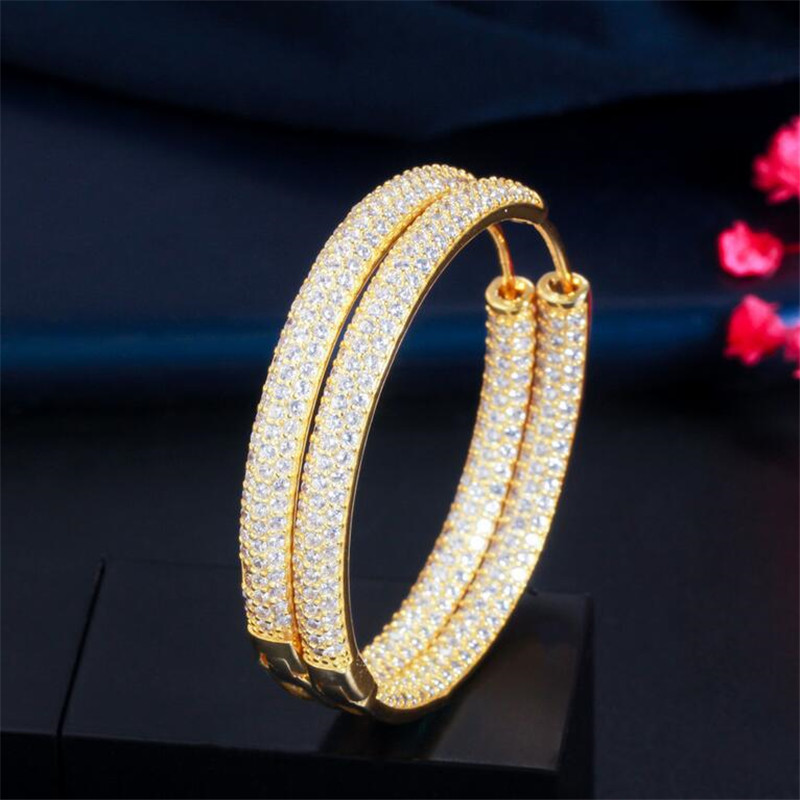 Choucong Brand Unique Personality Luxury Jewelry 18K Gold Fill Pave White Sapphire CZ Diamond Gemstones Party Zircon Women Wedding Clip Earring For Lo