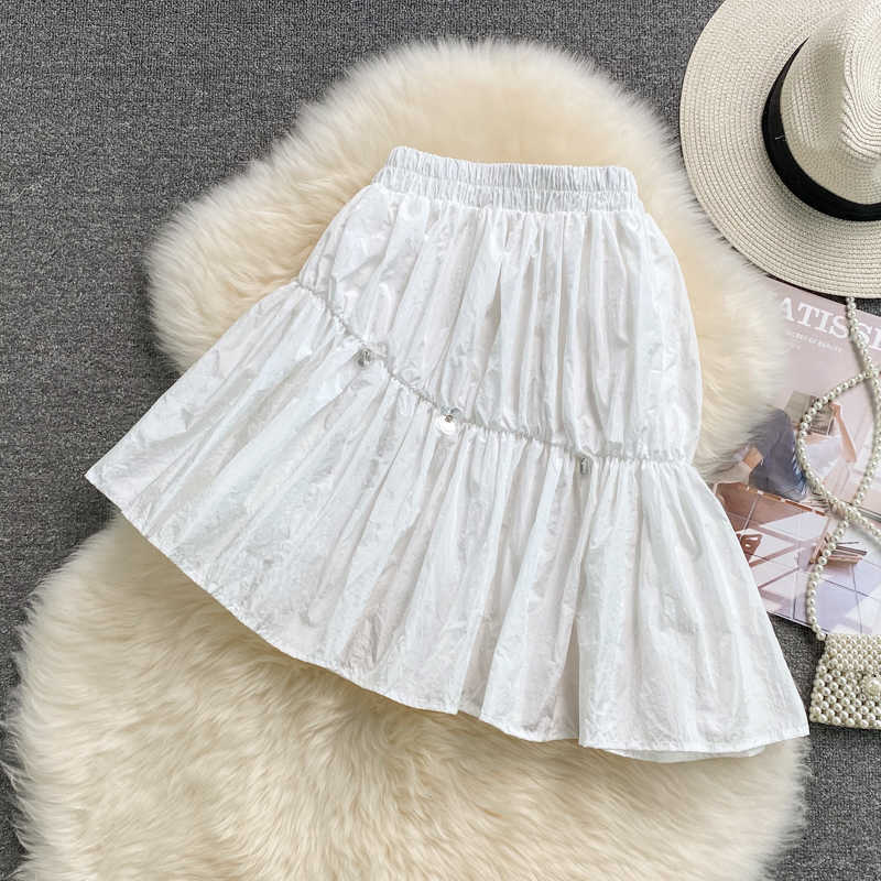 Summer Sweet Diamonds Flowers Skirt High Waist A-line Irregular Mini Woman Korean Mujer Faldas 6J423 210603