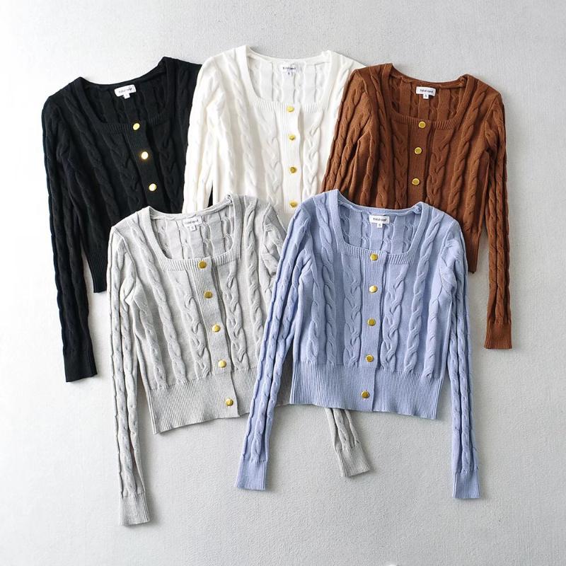 Women' Sweaters Women Knitting 2021 Autumn Square Collar Long Sleeve Knitted Solid Soft Single-breasted Pullover High Street Cardigan, Black
Women' Sweaters Women Knitting 2021 Autumn Square Collar Long Sleeve Knitted Solid Soft Single-breasted Pullover High Street Cardigan, Black