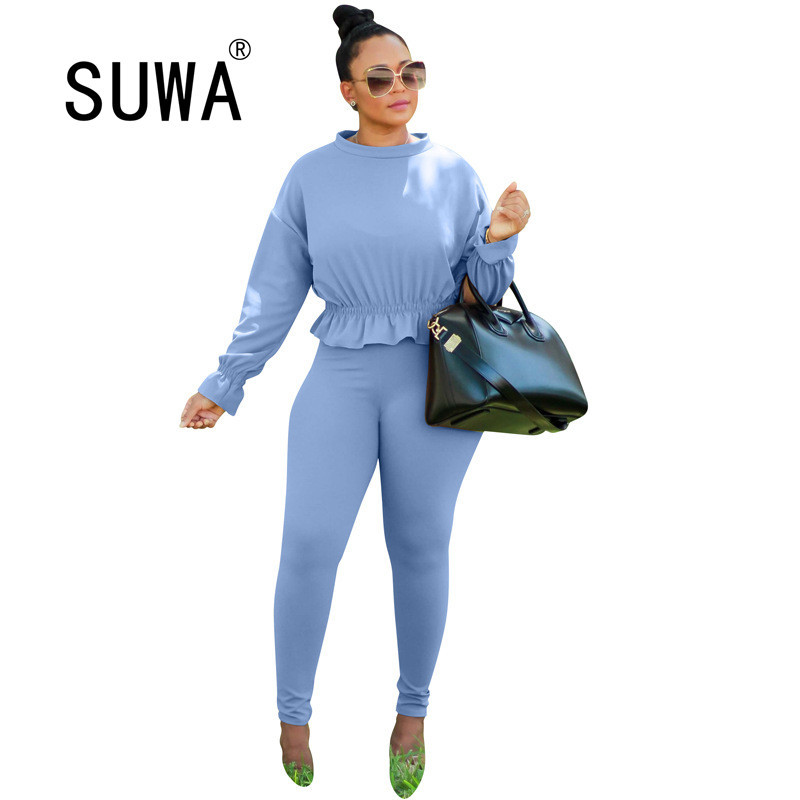 2 Piece Women Lounge Wear Casual Ruffles Long Sleeve Sweatshirt Top Pencil Pants Matching Sets Autumn Slim Solid Fashion Clothes 210525, Khaki
2 Piece Women Lounge Wear Casual Ruffles Long Sleeve Sweatshirt Top Pencil Pants Matching Sets Autumn Slim Solid Fashion Clothes 210525, Khaki