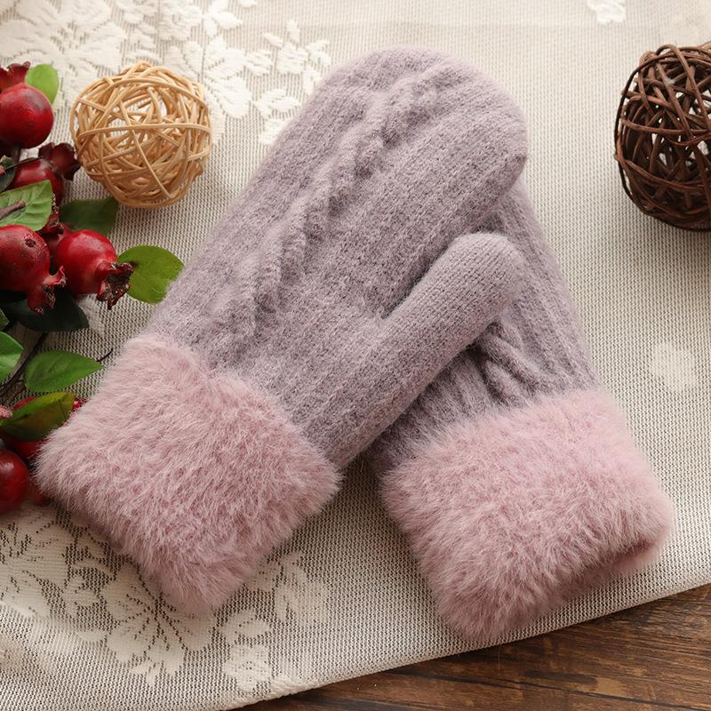 Five Fingers Gloves Plus Velvet Knit Wool Cute Twist Cold Bicycle Women Winter Full Finger Double Layer Thick Warm Driving Mitten Accessorie, Blue;gray
Five Fingers Gloves Plus Velvet Knit Wool Cute Twist Cold Bicycle Women Winter Full Finger Double Layer Thick Warm Driving Mitten Accessorie, Blue;gray