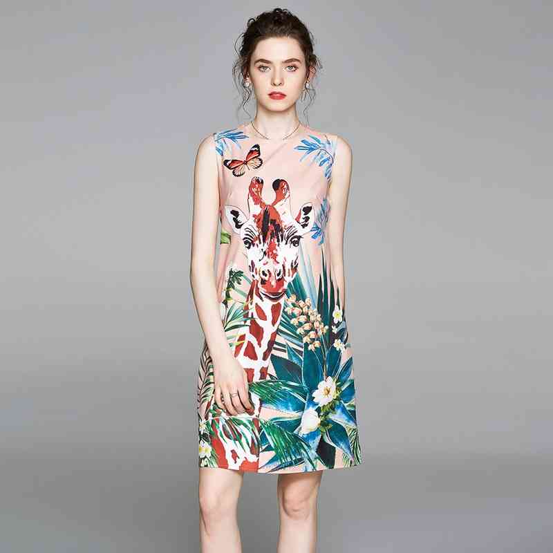 Banulin Runway Fashion Summer Dress Women's Sleeveless Animal Tiger Jungle Floral Print Sundress O-Neck Mini Short 210603, Pink
Banulin Runway Fashion Summer Dress Women's Sleeveless Animal Tiger Jungle Floral Print Sundress O-Neck Mini Short 210603, Pink
