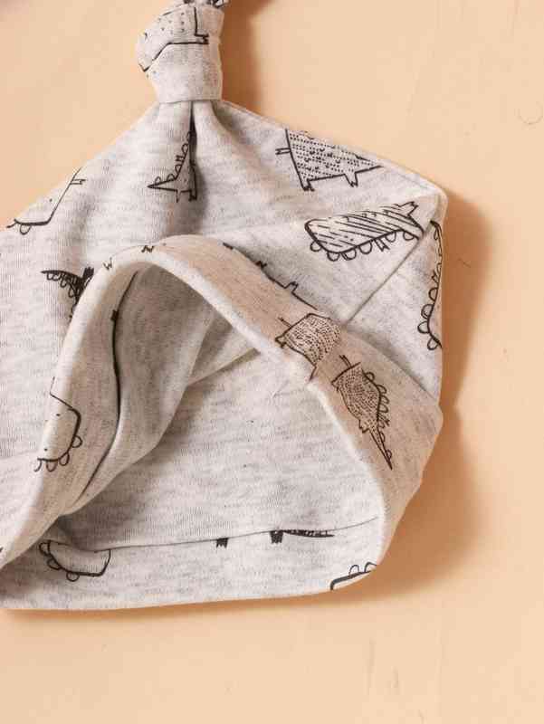 3pcs Baby Striped Print Embroidery Detail Hat SHE