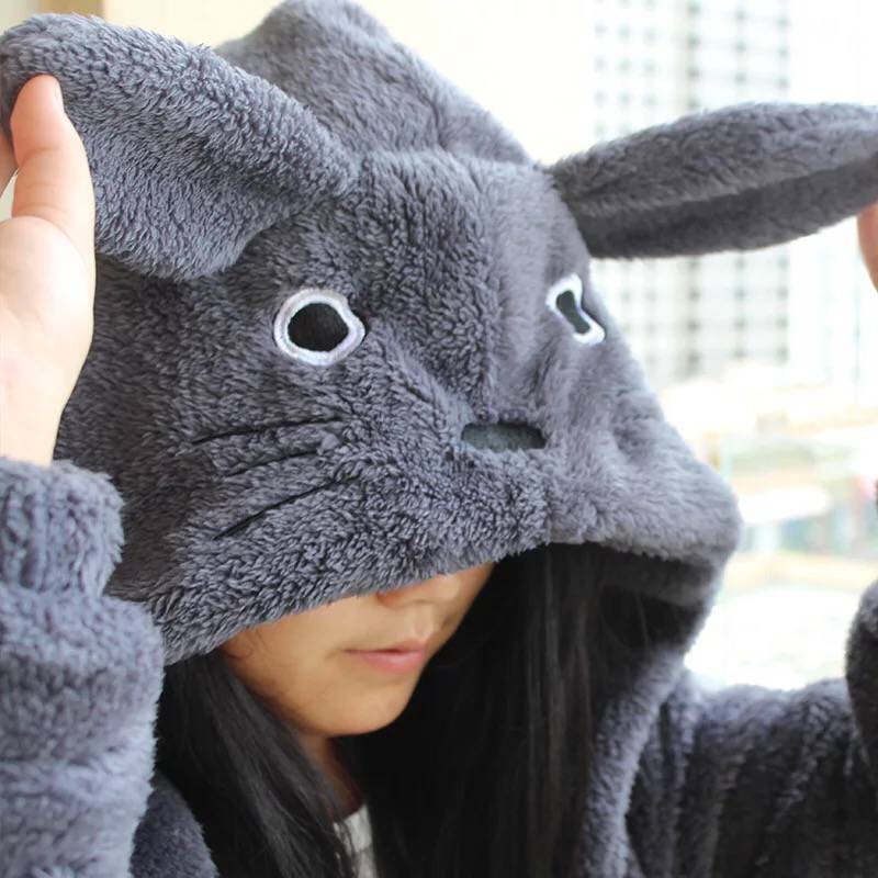 New Harajuku Totoro Kawaii Hoodie Sweatshirt My Neighbor Coat Cosplay Fleece Overcoat With Ears Harajuku Cute Jackets Christmas 201028