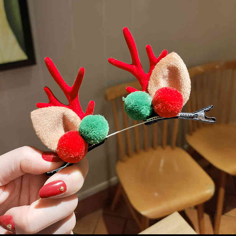 Hair Accessories Selling Hairpin Net Red Antler Headdress Super Cute Bangs Edge Clip Children's Party Gift