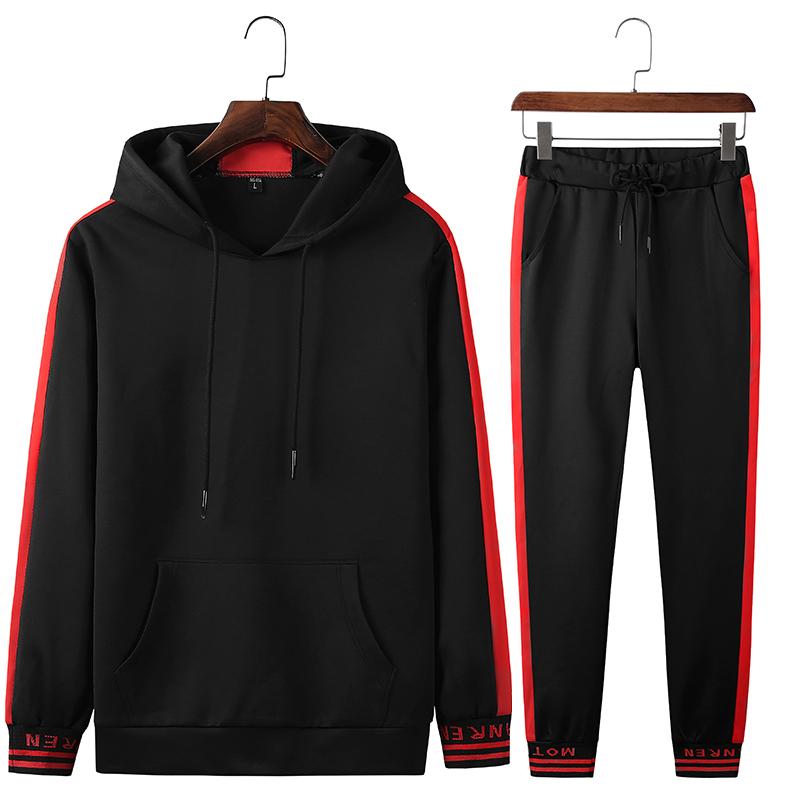 Tracksuit Set Men Sportswear Suit Autumn Winter Hooded Pullover Sweatshirt Gyms Outfit Hoodies Sweatpants Male 2 Piece Set 201104