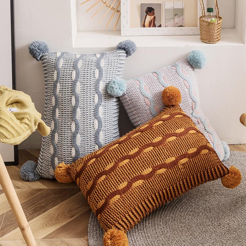 Cushion/Decorative Pillow Knitted Wave Cushion Cover Grey Green Pink Coffee Nordic Style Case With Pompom For Sofa Bed Room Home Decorative
Cushion/Decorative Pillow Knitted Wave Cushion Cover Grey Green Pink Coffee Nordic Style Case With Pompom For Sofa Bed Room Home Decorative