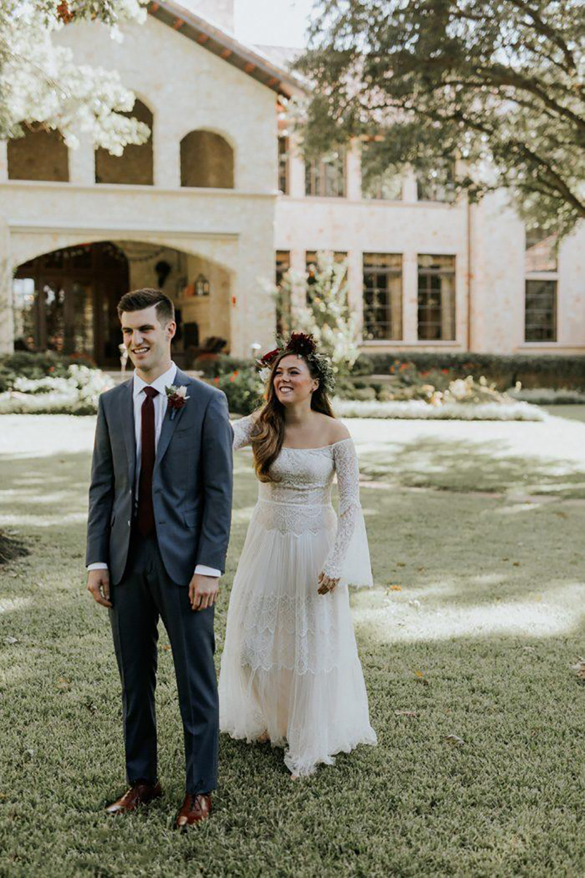 2021 Bohemian Plus Size Lace Wedding Dresses With Long Sleeves Off The Shoulder Beach Bridal Gowns A Line Floor Length Boho Vestido De Novia