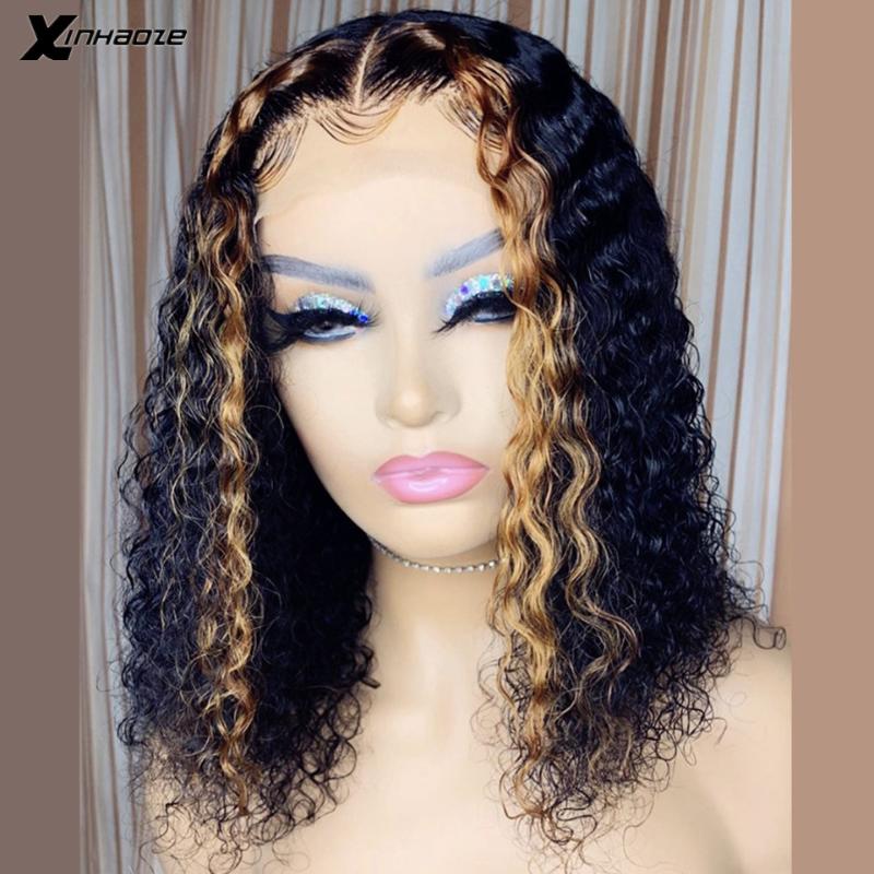 Lace Wigs Highlight Wet And Wave Short Bob 150 Density Colored Human Hair 13x4 Deep Water Front