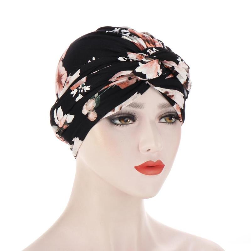 Ethnic Clothing Muslim Fashion Women Twist Turban Caps Stretchy Cotton Print Turbanet Headband Headscarf Bonnet Ladies Hair Loss Chemo Cap