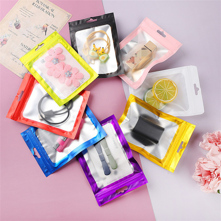 8 Colors General Matte Aluminum Foil Zip Lock Gift Bags Frosted Window Resealable Jewelry Trinkets Tea Snack Candy Wedding Party Gifts Hanging Display
