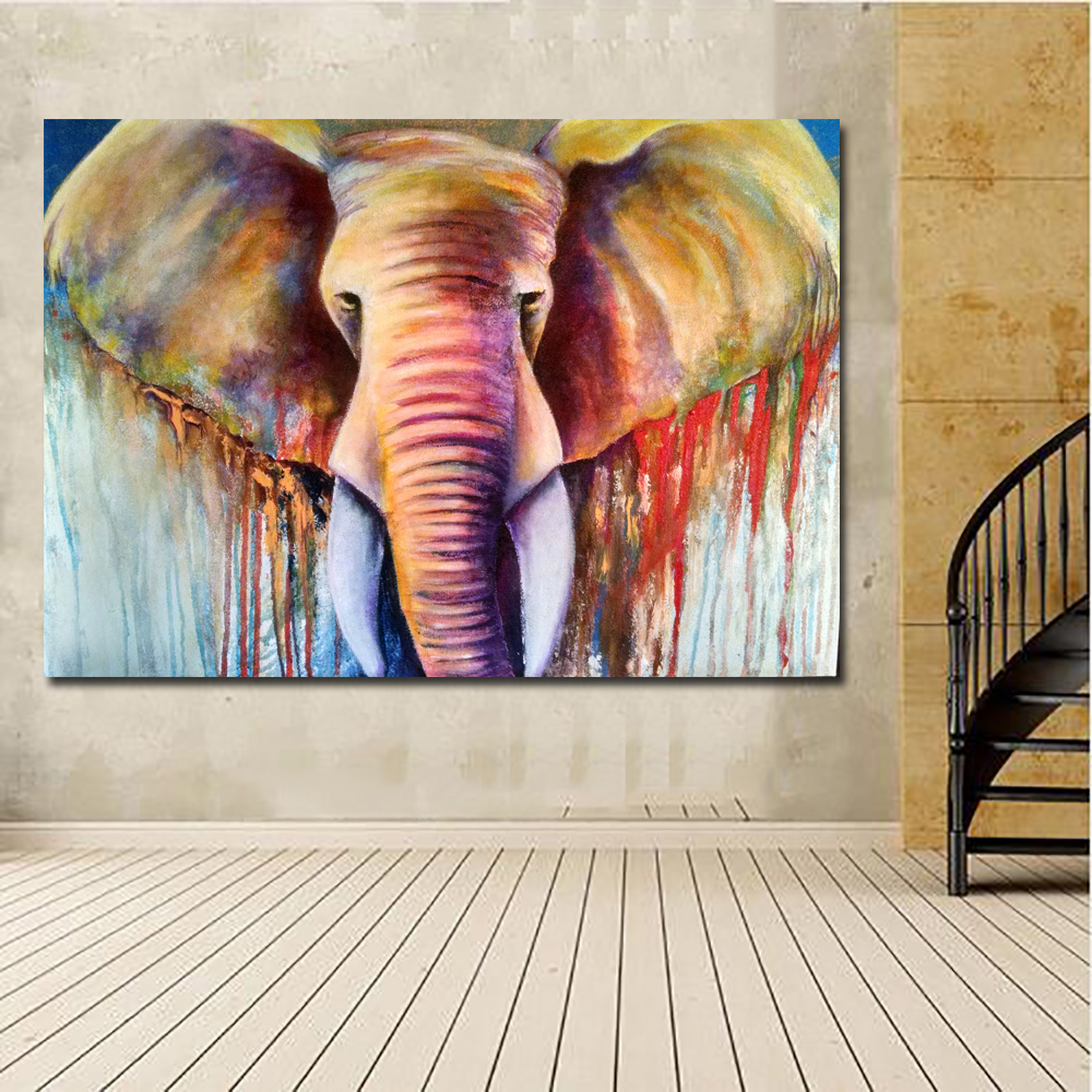 SELFLESSLY Abstract Fine Art Elephant Wall Art Print Canvas Painting Decoration For Living Room Decor Animal Picture Unframed