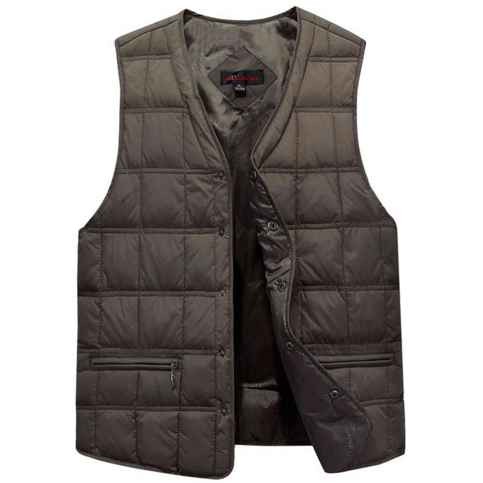 Winter Dresses Men White Duck Down Causal Vest Ultra Light Male Thick Sleeveless Down Jacket Men Warm Vest L-5XL Plus Size 211110