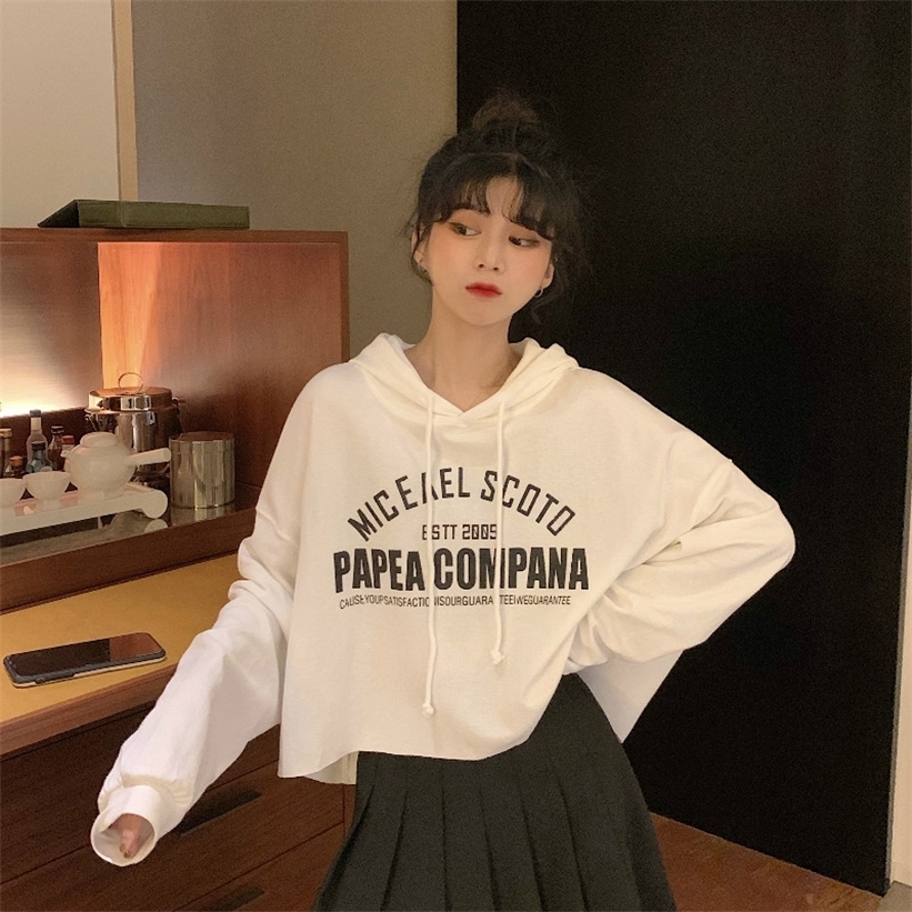 Fashion Loose Hoodies Harajuku Streetwear Hip Hop Aesthetic Korean Style Crewneck Hoodie Sudaderas Women's Clothing DB60WY 201211
