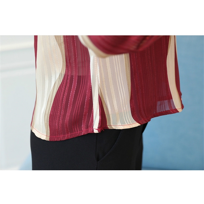 plus size tops women blouse fashion woman blouses office striped shirt chiffon blouse shirt long sleeve women shirts Z06 60 210225