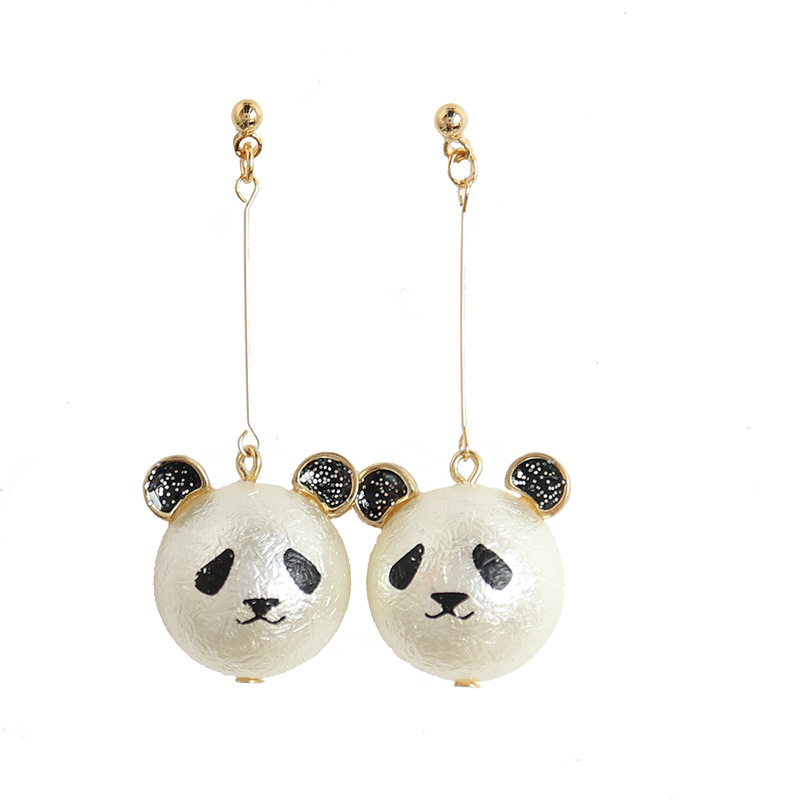 Girl Cute National Treasure Giant Panda Three-dimensional Pendant 925 Silver Needle Without Pierced Resin Ear Clip Stud Earrings