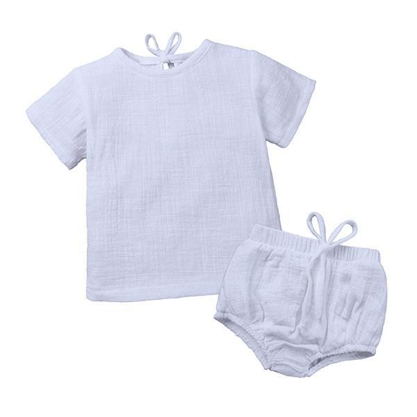 unisex kids short sets baby boys summer clothes girls boutique clothing newborn cotton linen shirts bloomers shorts 2pc toddler