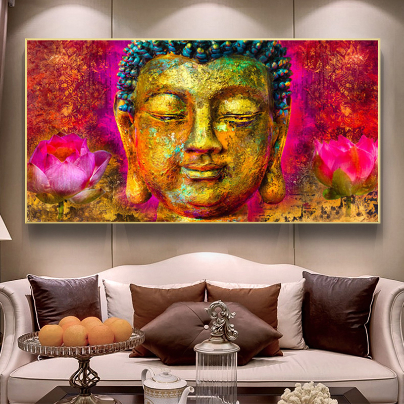 Colorful Buddha Canvas Painting Abstract Pictures Wall Art For Living Room Decoration Posters And Prints NO FRAME
