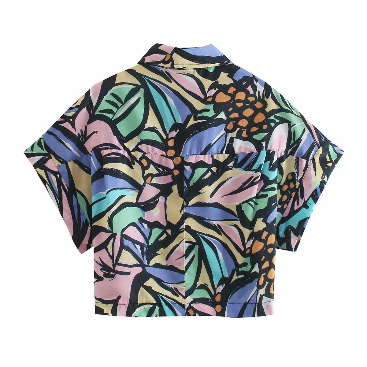 summer Women Cropped Shirt Short Sleeves T- shirt casual fashion Printed crop top Woman t-shirts 210709