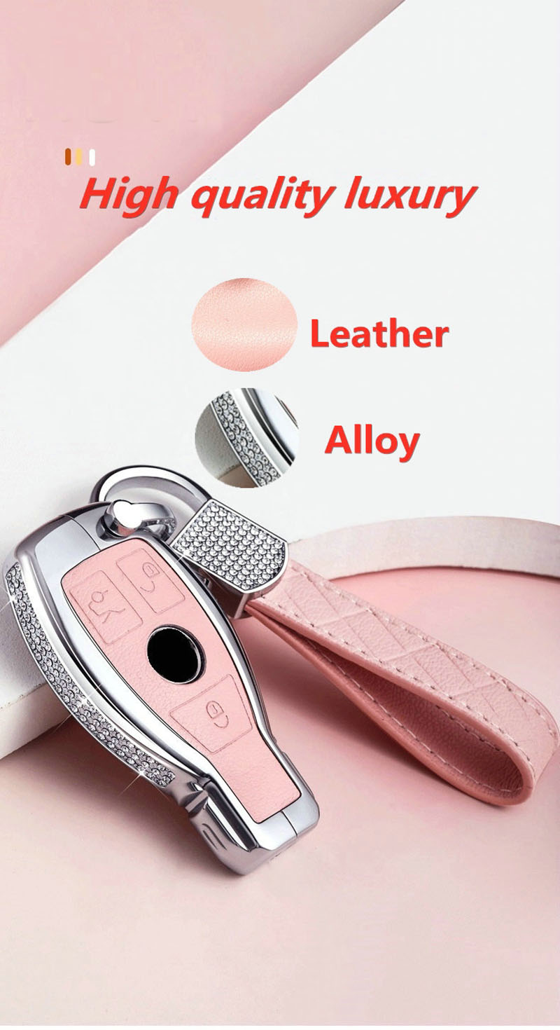 Vehicle Keys Covers Dia Zinc Alloy Leather Car Bag Case Key Holder For Mercedes Benz W203 W210 W211 W124 W202 W204 AMG Accessories