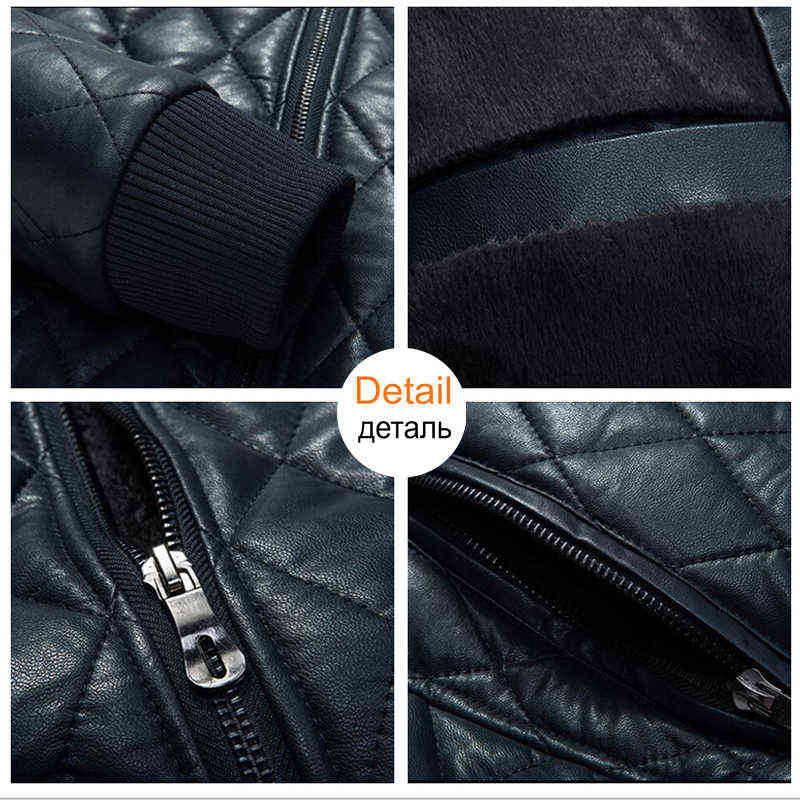 leather jacket men biker autumn and winter casual fashion quilted embroidered plaid baseball collar washed pu leather jacket 211119