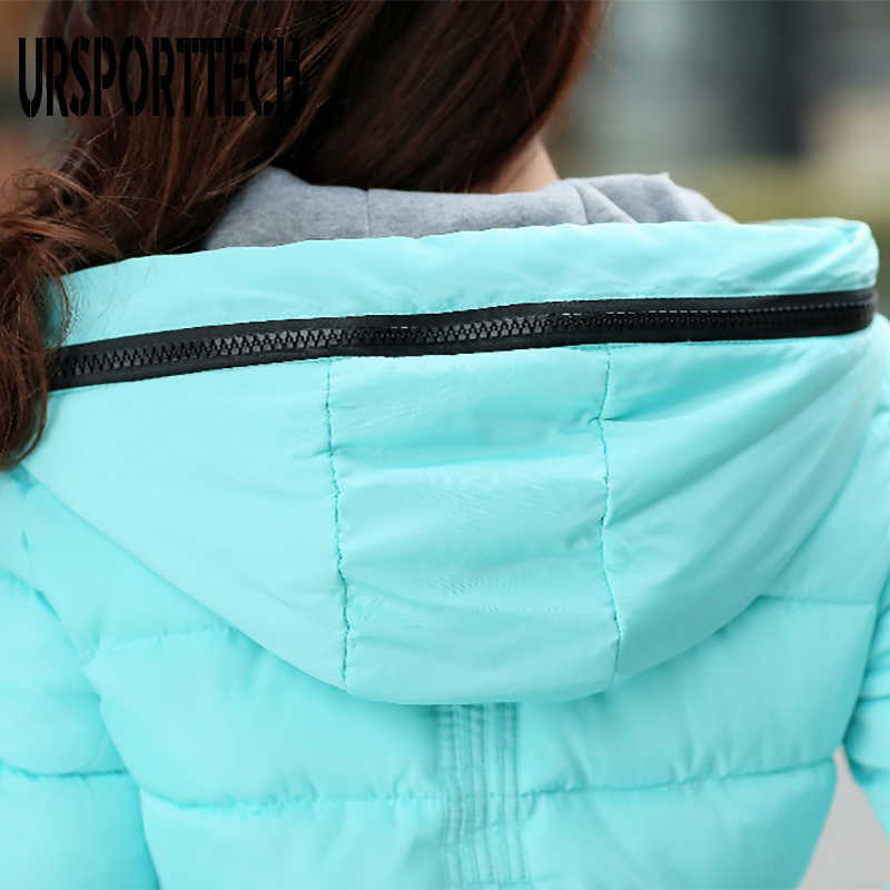 URSPORTTECH Winter Jacket Women Hooded Long Parka Warm Slim Winter Coat Woman Puffer Jacket Oversized Padded Outwear Coat Women 210819