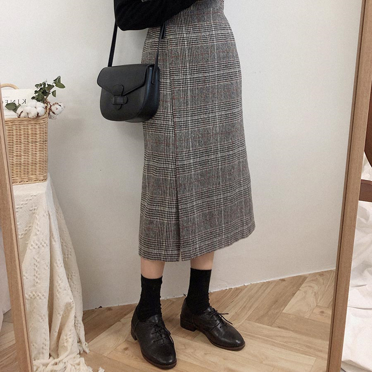 2021 New Spring Autumn Women Dress High Waist Plaid Vest Woolen Sleeveless Vintage Buttons Lace Up Bow Slit Casual Dress DR220 210303
