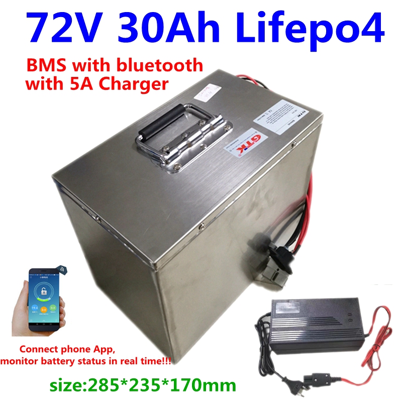 Upgraded 72V 30Ah 20Ah Lifepo4 battery pack BMS with bluetooth for motorcycle electric scooter power tool solar energy+5A Charge
Upgraded 72V 30Ah 20Ah Lifepo4 battery pack BMS with bluetooth for motorcycle electric scooter power tool solar energy+5A Charge