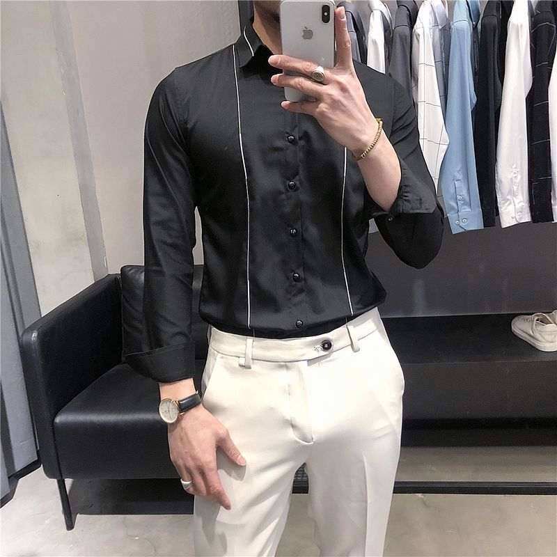 New 2021 Spring Uniform Embroidered Leisure Business Fashion Korean Clothes Streetwear Shirt Men Black White 2t5q
New 2021 Spring Uniform Embroidered Leisure Business Fashion Korean Clothes Streetwear Shirt Men Black White 2t5q