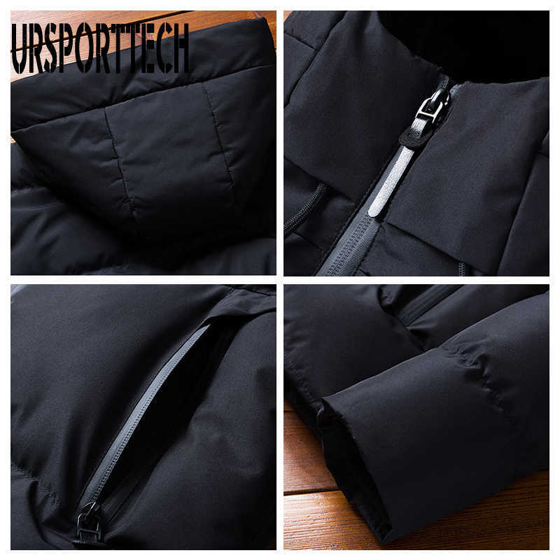 Quality Mens Parka Winter Jacket Cotton Padded Puffer Jackets Men Fashion Top Zipper Up Solid Color Outerwear Coats 210914
