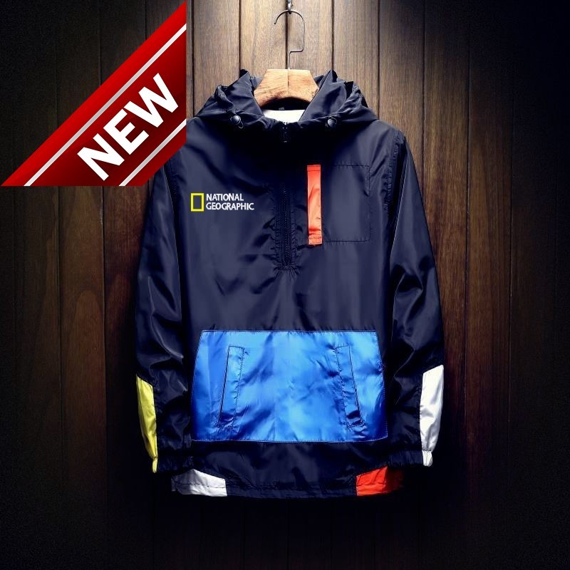 Spring and Summer National Geographic Jacket Men's Street Windbreaker Hoodie Zipper Thin Casual, Black-b
Spring and Summer National Geographic Jacket Men's Street Windbreaker Hoodie Zipper Thin Casual, Black-b