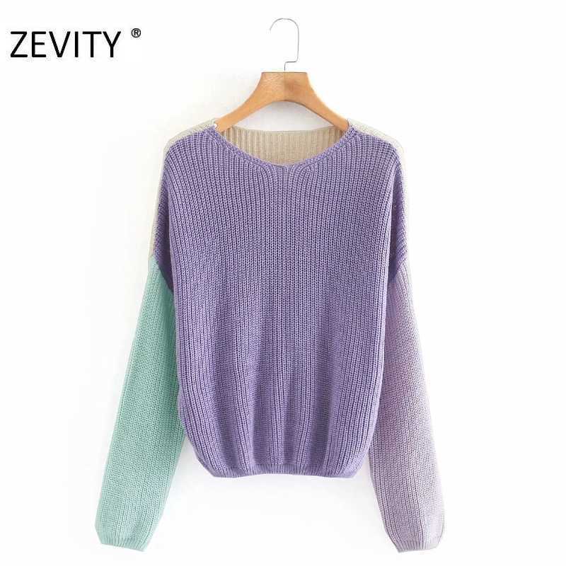 Zevity women fashion color matching patchwork casual Sweater chic female long sleeve streetwear Knitted Pullover tops S370 210603, As pic s370cc
Zevity women fashion color matching patchwork casual Sweater chic female long sleeve streetwear Knitted Pullover tops S370 210603, As pic s370cc