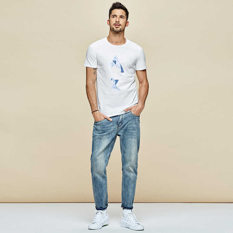KUEGOU Cotton Men's T-shirt Summer fashion tshirt printed Elastic blue red t shirt short sleeves men top plus size LT-1778 210629