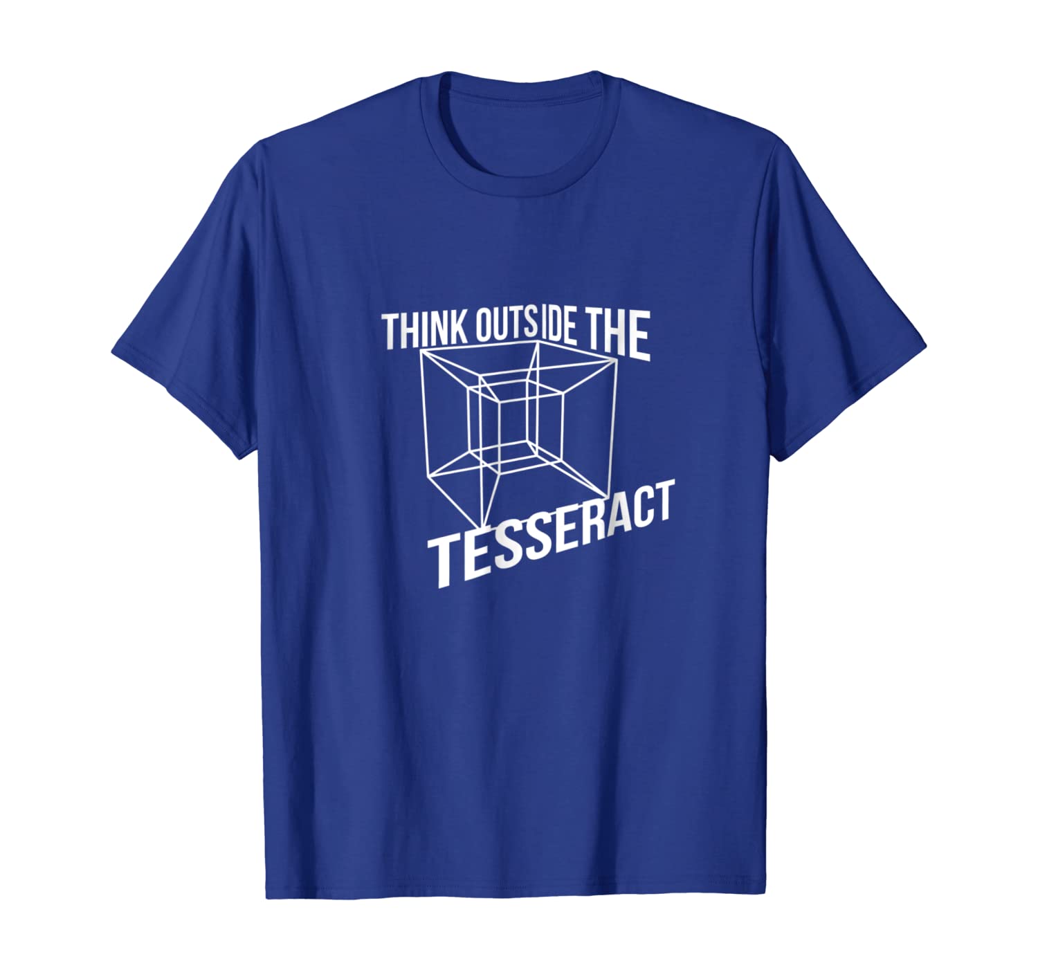 Think Outside The Tesseract Box Novelty T-shirt, White;black